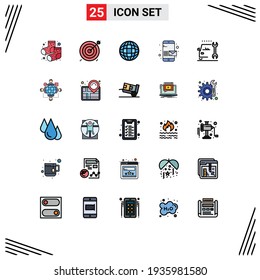 25 Creative Icons Modern Signs and Symbols of repair; car; globe; send; message Editable Vector Design Elements