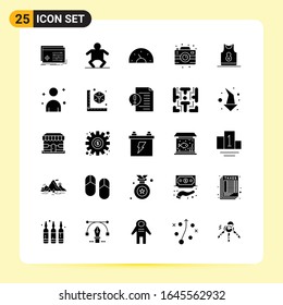 25 Creative Icons for Modern website design and responsive mobile apps. 25 Glyph Symbols Signs on White Background. 25 Icon Pack.