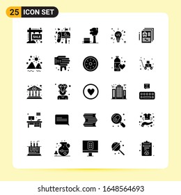 25 kreative Symbole für modernes Webdesign und reaktionsfähige mobile Apps. 25 glypische Symbole Zeichen auf weißem Hintergrund. 25 Icon Pack.