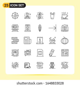 25 Iconos creativos para diseño de sitios web modernos y aplicaciones móviles sensibles. 25 símbolos de esquema en fondo blanco. Paquete de iconos.
