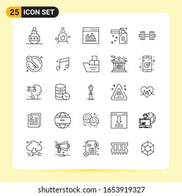 25 Iconos creativos para diseño de sitios web modernos y aplicaciones móviles sensibles. 25 símbolos de esquema en fondo blanco. Paquete de iconos.