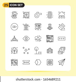 25 Iconos creativos para diseño de sitios web modernos y aplicaciones móviles sensibles. 25 símbolos de esquema en fondo blanco. Paquete de iconos.