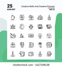 25 Creative Skills And Creative Process Icon Set. 100% Editable EPS 10 Files. Business Logo Concept Ideas Line icon design