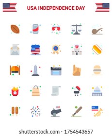 25 Creative USA Icons Modern Independence Signs and 4th July Symbols of st; pipe; beer; scale; justice Editable USA Day Vector Design Elements