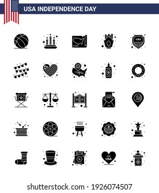 25 Creative USA Icons Modern Independence Signs and 4th July Symbols of sign; security; states; food; french fries Editable USA Day Vector Design Elements