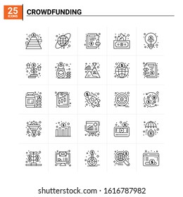 25 Crowdfunding icon set. vector background