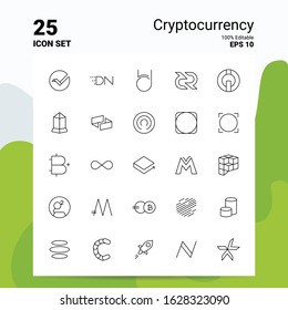 25 Cryptocurrency Icon Set. 100% Editable EPS 10 Files. Business Logo Concept Ideas Line icon design