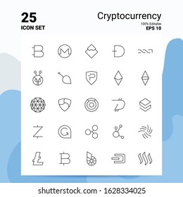 25 Cryptocurrency Icon Set. 100% Editable EPS 10 Files. Business Logo Concept Ideas Line icon design