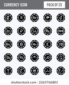 25 Currency Coin Glyph icon pack. vector illustration.