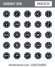 25 Currency Coin Glyph icon pack. vector illustration.