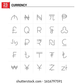 25 Currency icon set. vector background