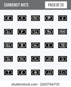 25 Currency Note Glyph icon pack. vector illustration.