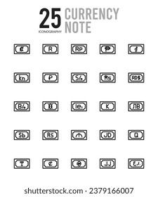 25 Currency Note  icon pack. vector illustration.