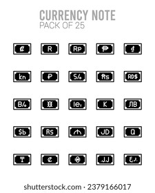 25 Currency Note  icon pack. vector illustration.