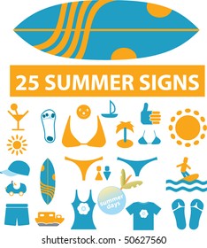 25 cute summer signs. vector