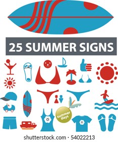 25 lindas señales de verano. vector
