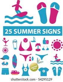 25 cute summer signs. vector