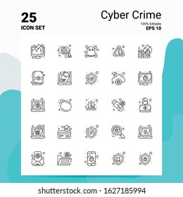 25 Cyber Crime Icon Set. 100% Editable EPS 10 Files. Business Logo Concept Ideas Line icon design