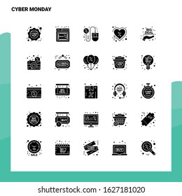 25 Cyber Monday Icon set. Solid Glyph Icon Vector Illustration Template For Web and Mobile. Ideas for business company.