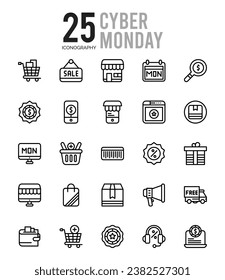 25 Cyber Monday. icons Pack. vector illustration.