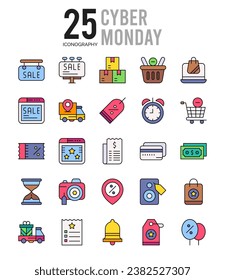 25 Cyber Monday. icons Pack. vector illustration.