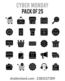 25 Cyber Monday. icons Pack. vector illustration.