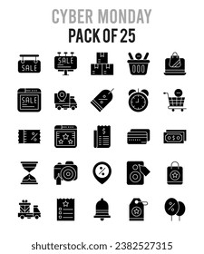 25 Cyber Monday. icons Pack. vector illustration.