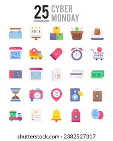 25 Cyber Monday. icons Pack. vector illustration.