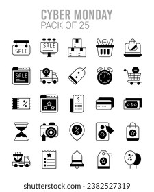 25 Cyber Monday. icons Pack. vector illustration.