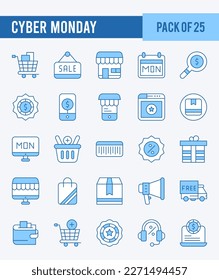 25 Cyber Monday. Two Color icons Pack. vector illustration.