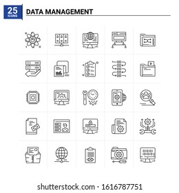25 Data Management icon set. vector background
