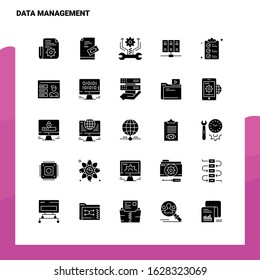 25 Data Management Icon set. Solid Glyph Icon Vector Illustration Template For Web and Mobile. Ideas for business company.