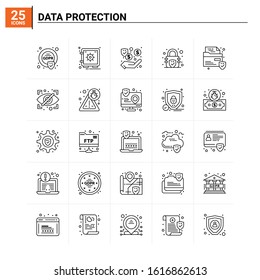 25 Data Protection icon set. vector background