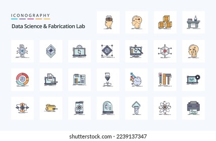 25 Data Science And Fabrication Lab Line Filled Style icon pack
