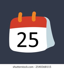 25 date calendar in flat vector design.