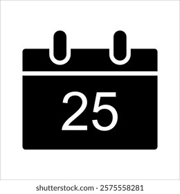 25 Date icon design with white. 
For mobile concept and web design. vector illustration.
