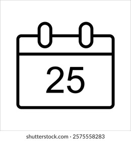 25 Date icon design with white. 
For mobile concept and web design. vector illustration.
