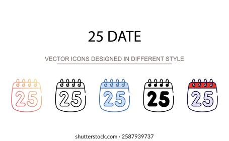 25 Date icon design with white background stock illustration