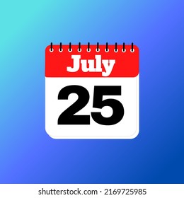 25 Day of month january february march april may june july august september october november dark blue calendar with blue background with 3d shadow, date, Important