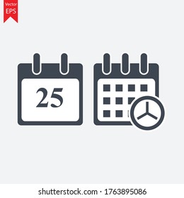 icono web de evento de 25 días, icono de calendario.Icono vector de calendario. Fecha y día, mes.