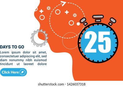 25 days to go banner. flat style. days to go concept