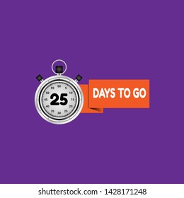 25 days to go banner. flat style. days to go concept
