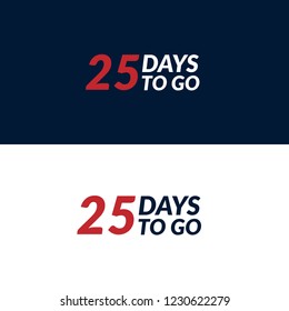 25 days to go label,sign,button. Vector stock illustration.