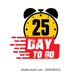 25 días para ir ilustración de arte vectorial con fuente agradable y reloj de alarma combinado
