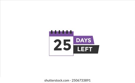 25 Tage verbleibende Countdown-Nummer Banner Vorlagen. Zeit-Symbol. Vektorgrafik 
