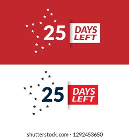 25 Days Left sign - emblem, label, badge,sticker, logo. Designed for your web site design, logo, app, UI