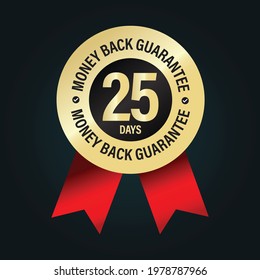 '25 days money back guarantee'  golden vector  icon, eCommerce abstract