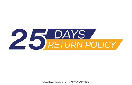 25 days return policy icon, 25 days return policy typography