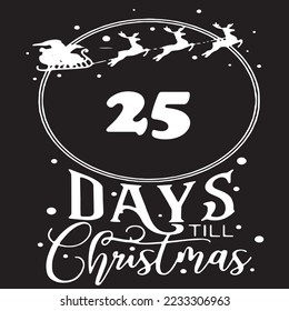 25 Tage bis Weihnachten, einfaches schwarzes Logo mit weißen Mustern 