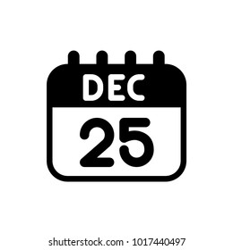 25 dec calendar vector icon
